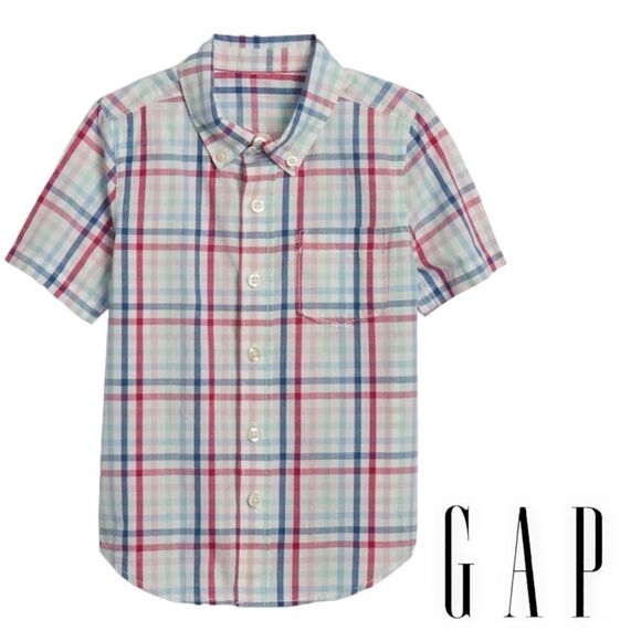 GAP Kids | Blue & Red | Plaid Poplin Short
Sleeve Shirt - Picture 1 of 5